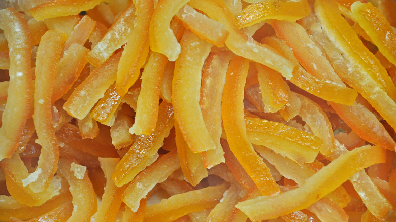 Candied orange peel strips