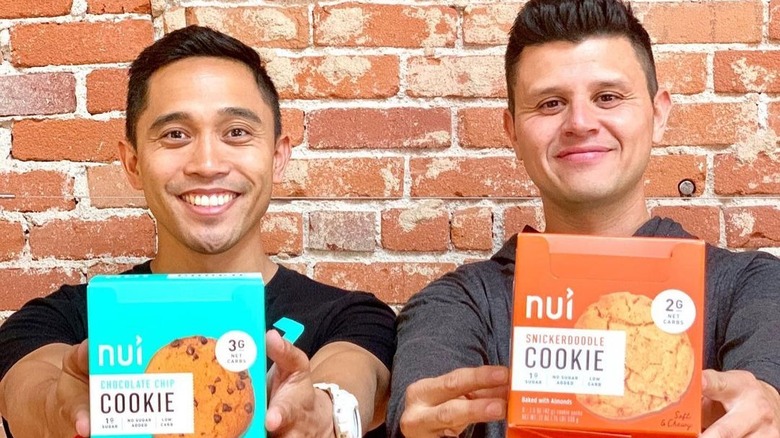 Founders Kristoffer Quiaoit and Victor Macias with Nui cookies