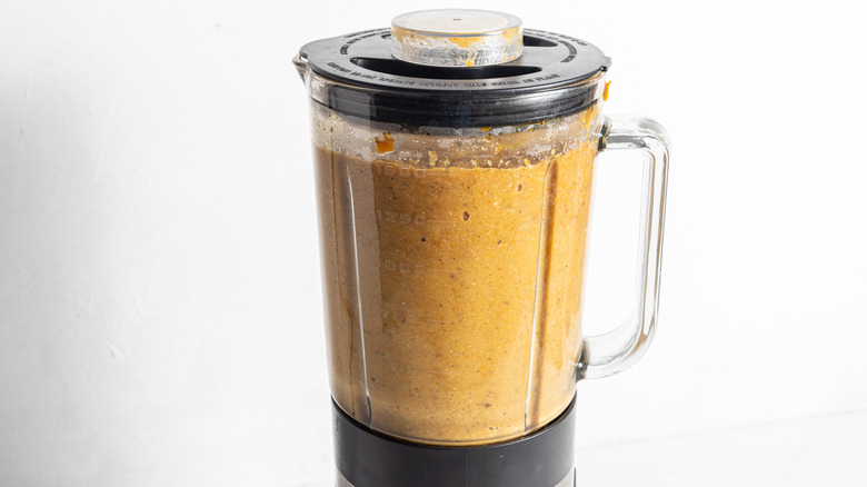 orange soup in blender