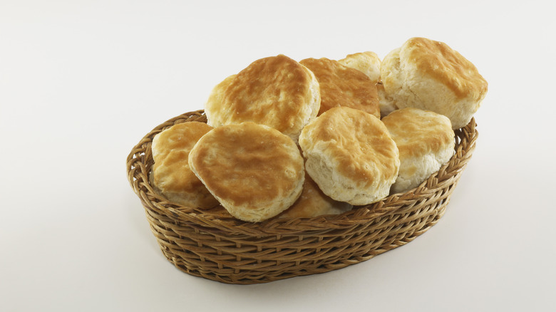 Bread basket full of biscuits