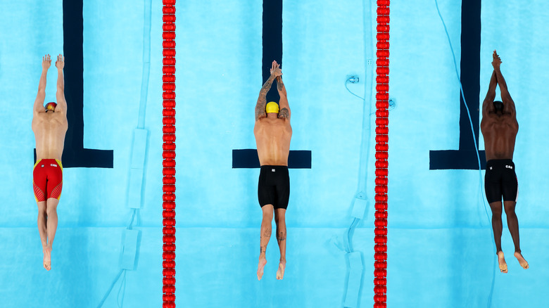 Olympic swimmers in a pool