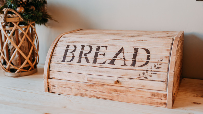 Bread box on counter