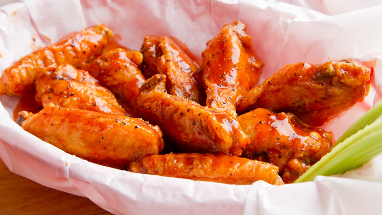 Basket of buffalo chicken wings