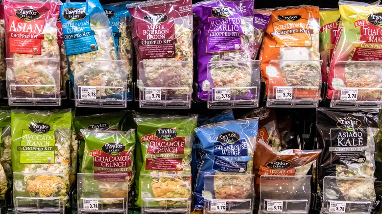 Bagged chopped salads at the grocery store