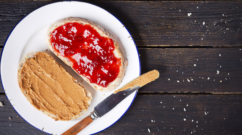 A deconstructed peanut butter and jelly sandwich