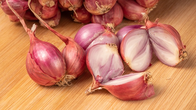 shallots that were cut in half