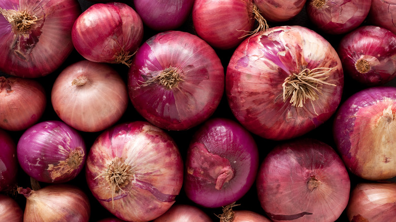 a bunch of red onions