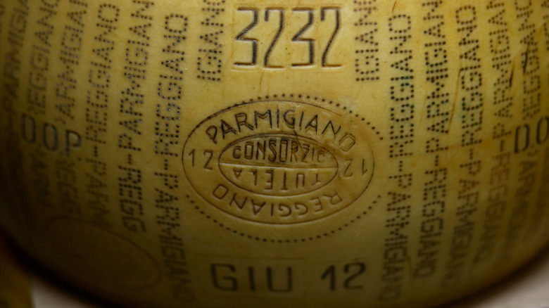 A wheel of Parmigiano-Reggiano