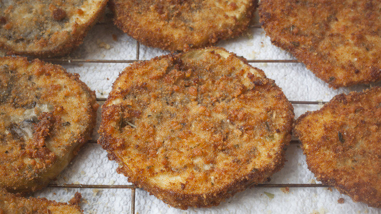 fried eggplant on a tray