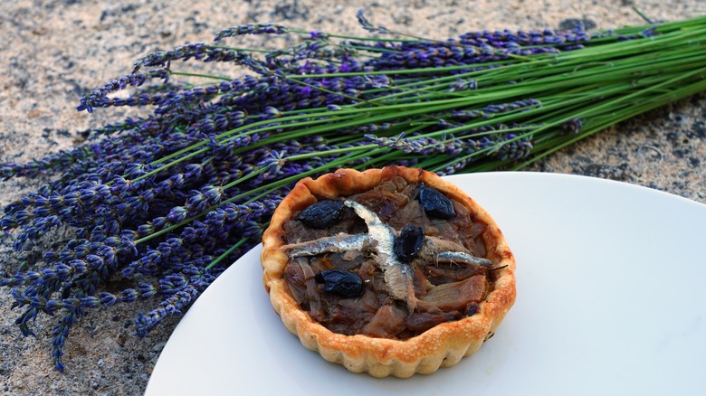 Miniature anchovy Pissaladiere with lavender