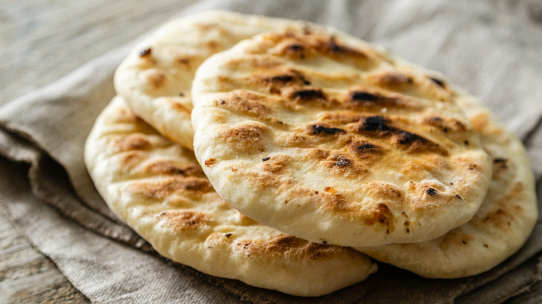 pita bread on rustic table