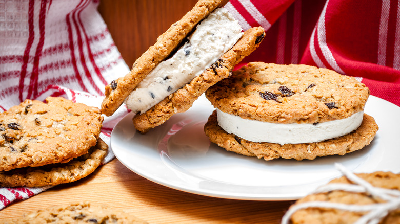 Oatmeal cookie ice cream sandwiches