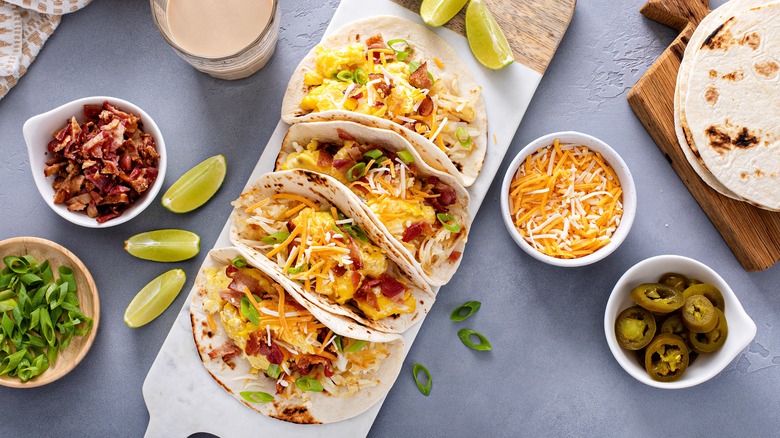 breakfast tacos and various toppings
