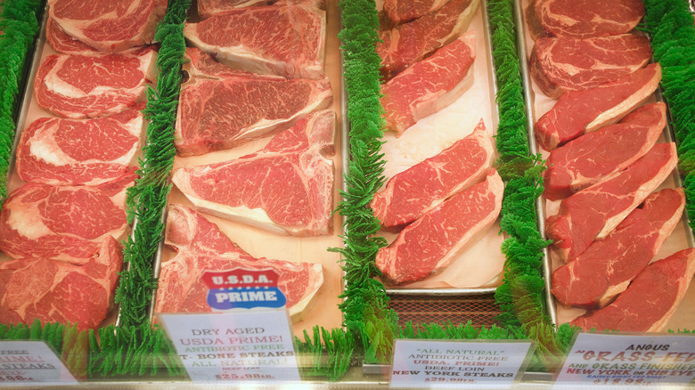 graded cuts of raw beef