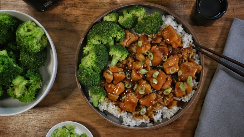 teriyaki chicken broccoli rice dish