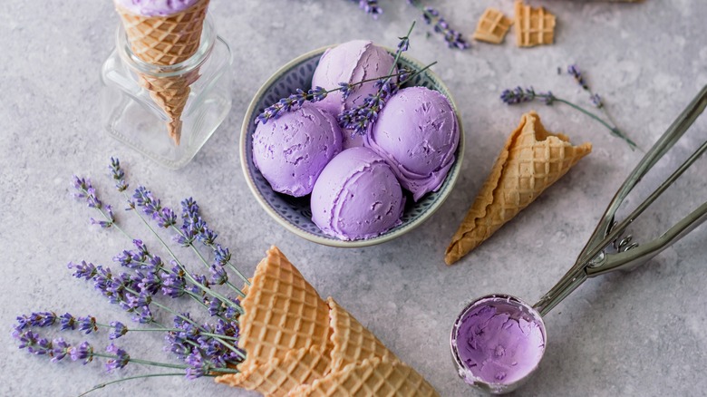 Homemade lavender ice cream