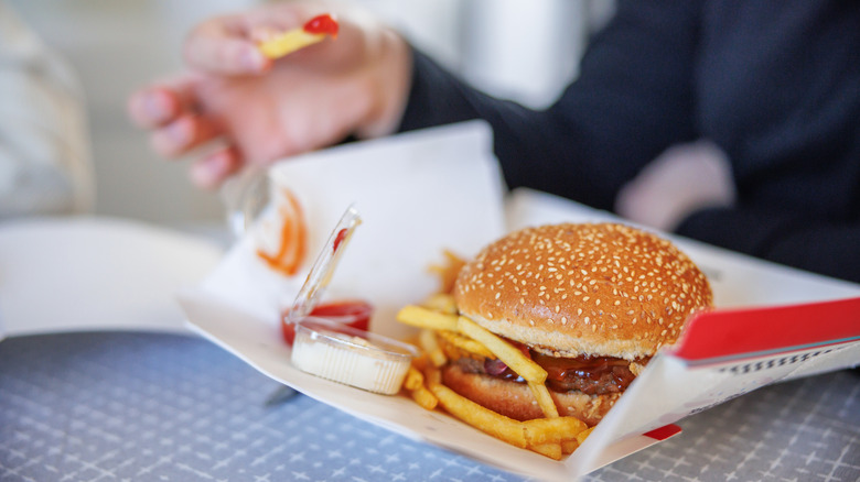 fast food burger and fries