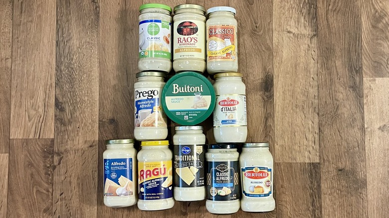 various store-bought alfredo sauces