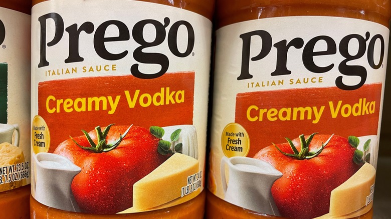 Two jars of Prego Creamy Vodka sauce