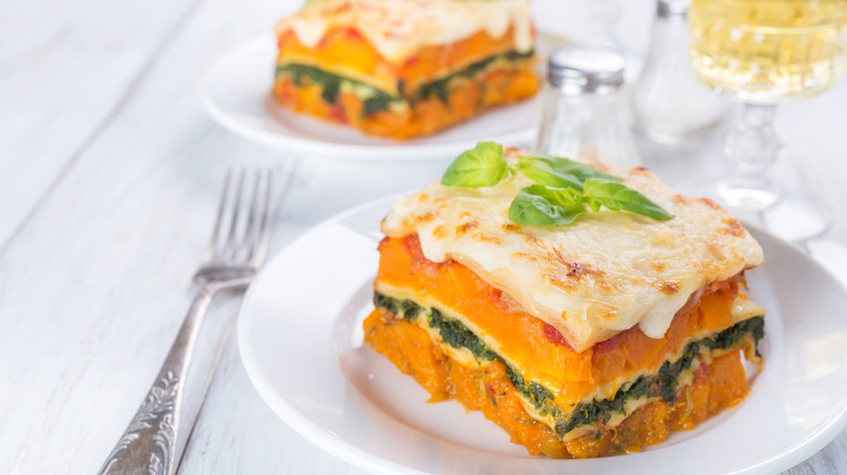 Squash and spinach lasagna
