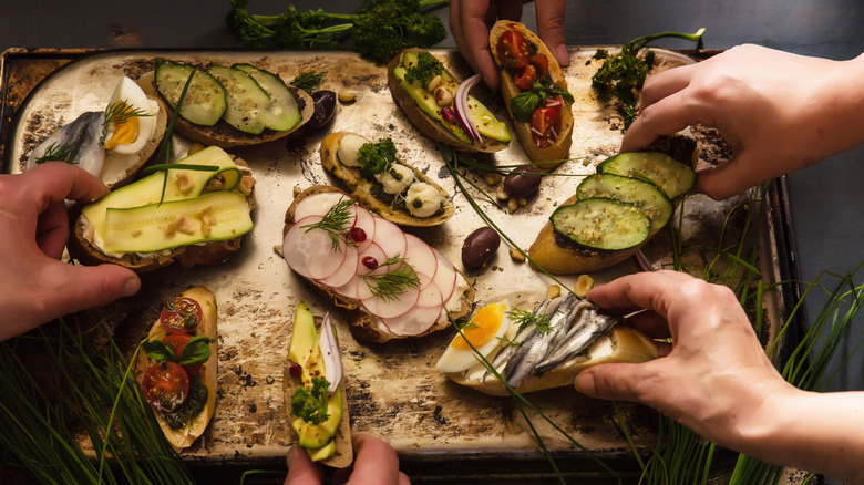 Various Nordic open-faced sandwiches