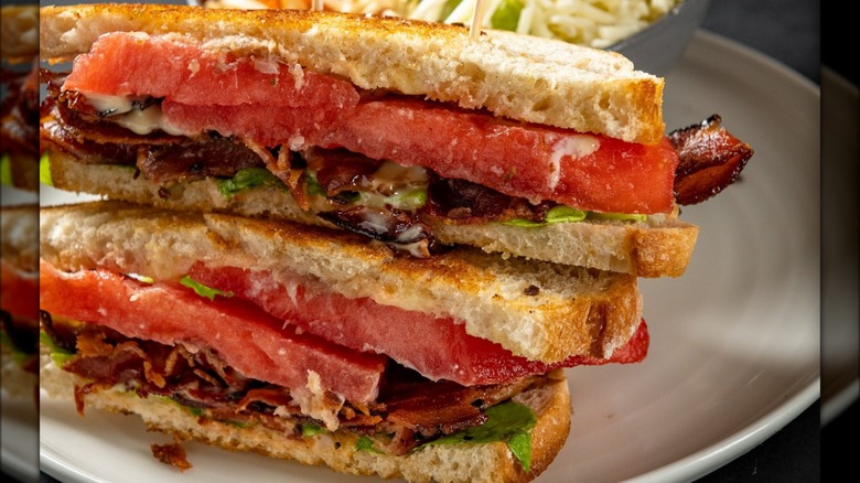 Bacon, lettuce, and watermelon sandwich