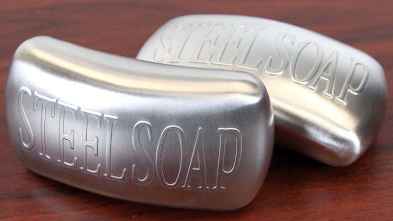 Two stainless steel soap bars for removing garlic hand odors