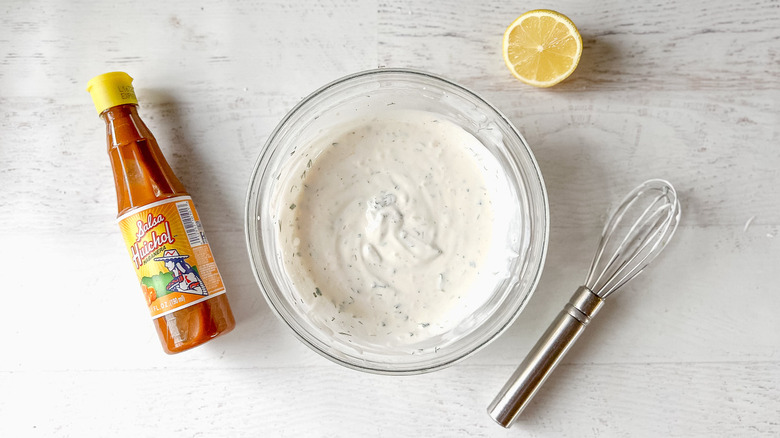 creamy dill sauce in bowl