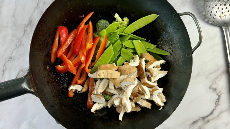 vegetables in wok