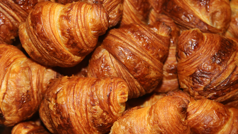 Baked, browned, shiny croissants