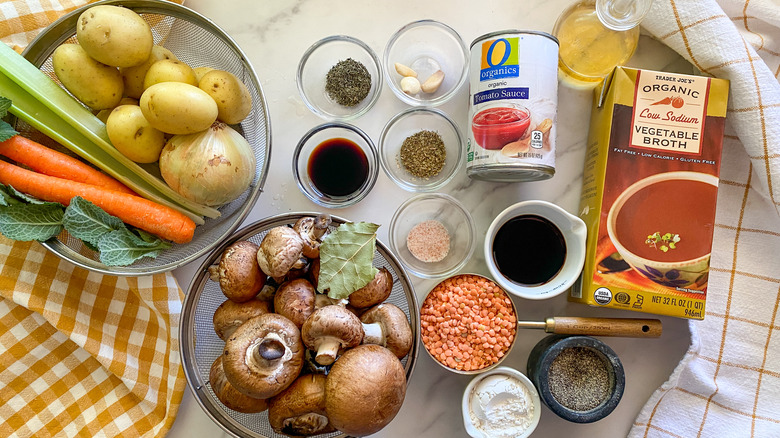 ingredients for savory mushroom stew