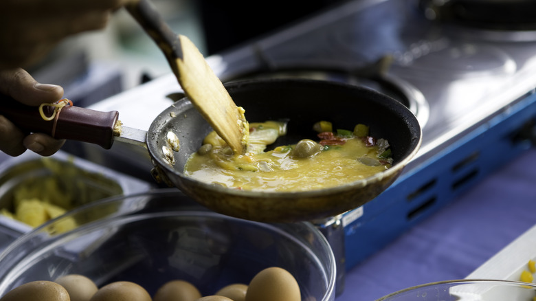 making eggs in pan