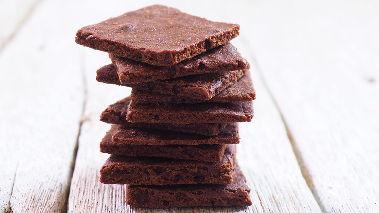 Stack of thin brownies