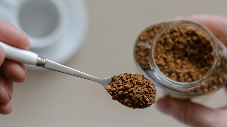 Small spoonful of instant coffee