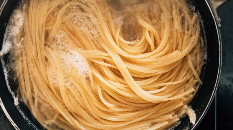 Boiling pot of spaghetti