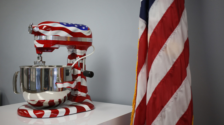 KitchenAid painted with American flag pattern
