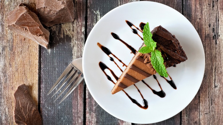 chocolate cheesecake on plate