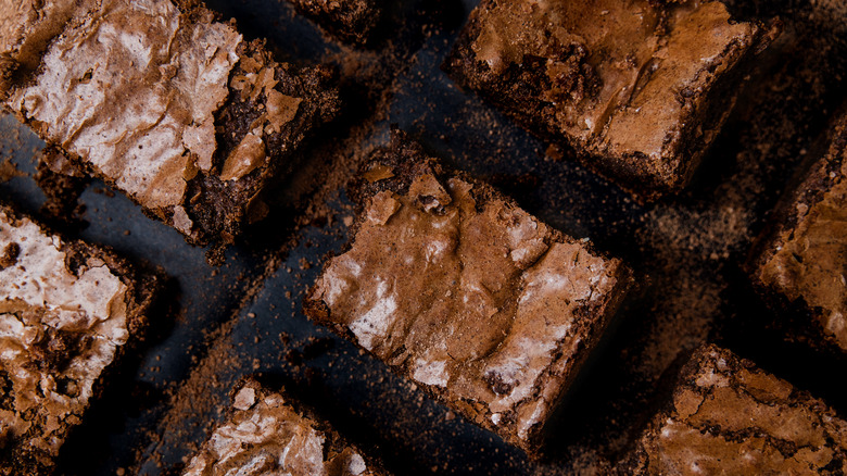 closeup of cut brownies