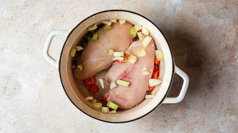 chicken broth ingredients in pot