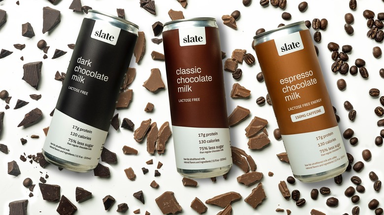 Slate cans of chocolate milk