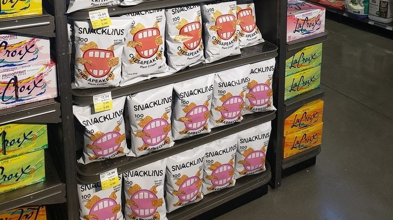 Snacklins bags grocery store display