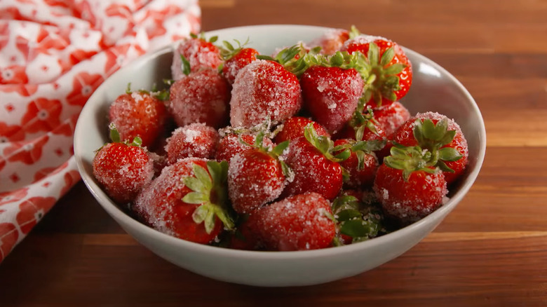 Sugar-coated boozy strawberries