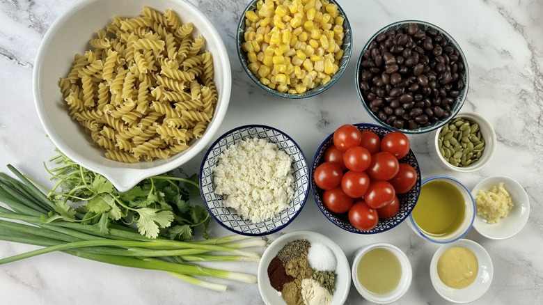 pasta vegetables seasonings and cheese