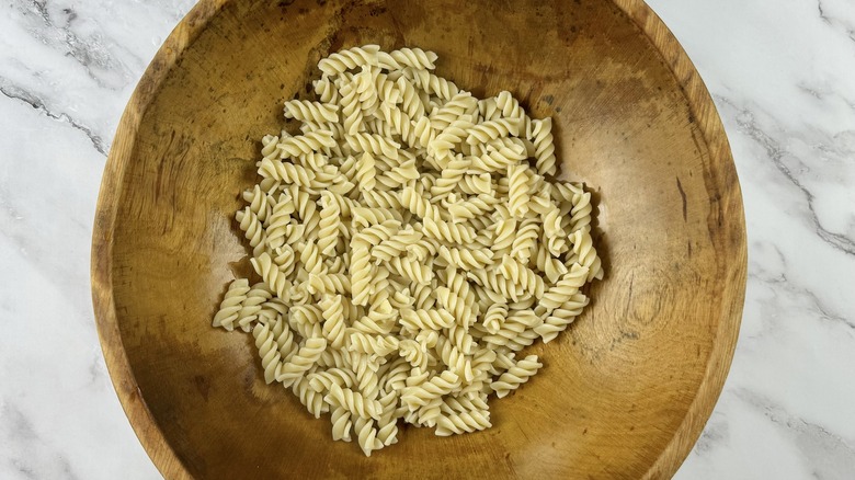 pasta in wooden bowl