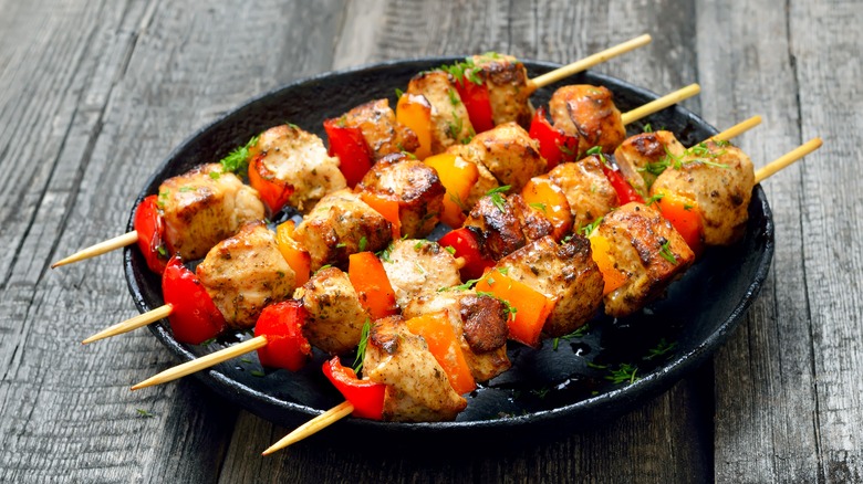 shish kebabs on a platter