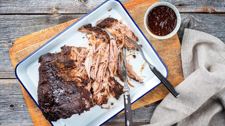 pulled pork on platter