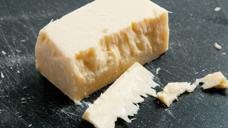 Aged cheddar cheese block