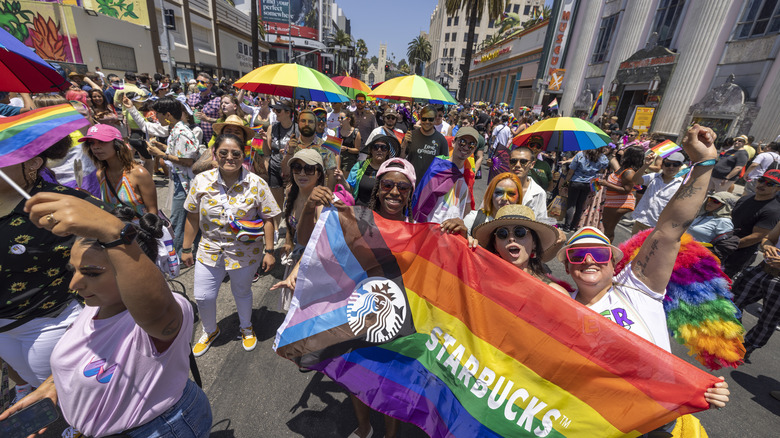 Starbucks Workers at Pride parade