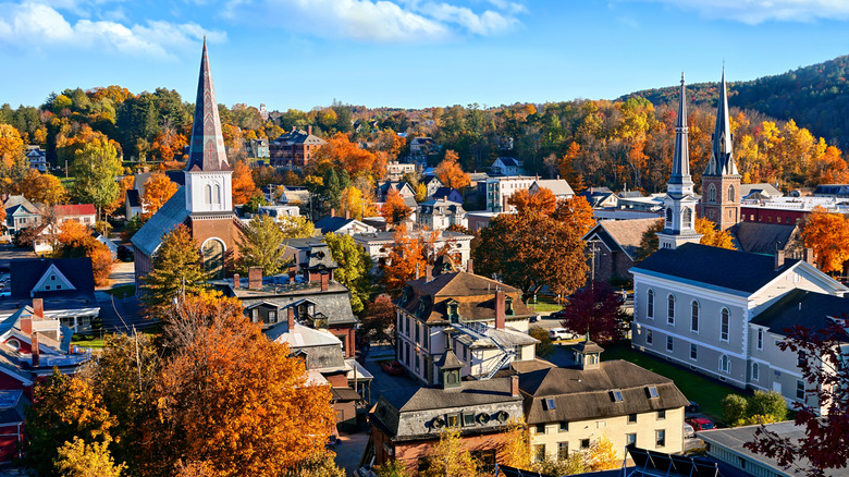 Historic downtown Montpelier, Vermont in the fall