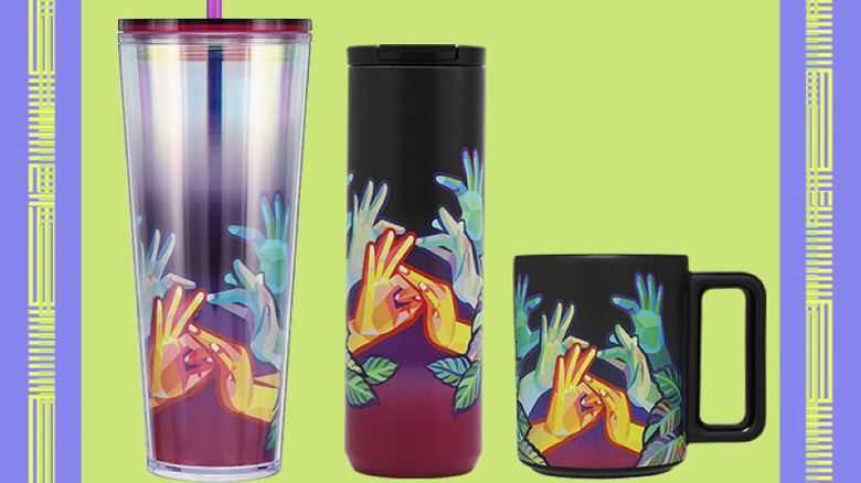 Starbucks cups with ASL artwork from Yiqiao Wang